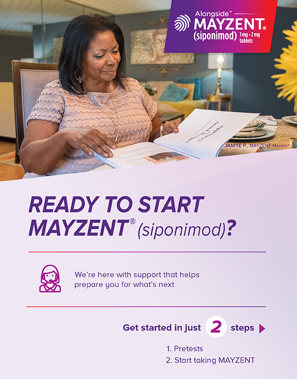Getting Started on Treatment Brochure. A step-by-step guide to titration, storage and handling, and how to get support through Alongside MAYZENT