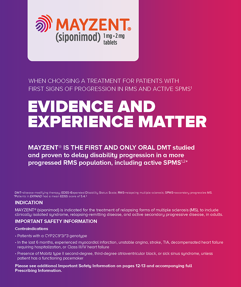 This brochure details the proven experience of MAYZENT in patients with progressing RMS and encourages choosing MAYZENT earlier to stay ahead of progression.